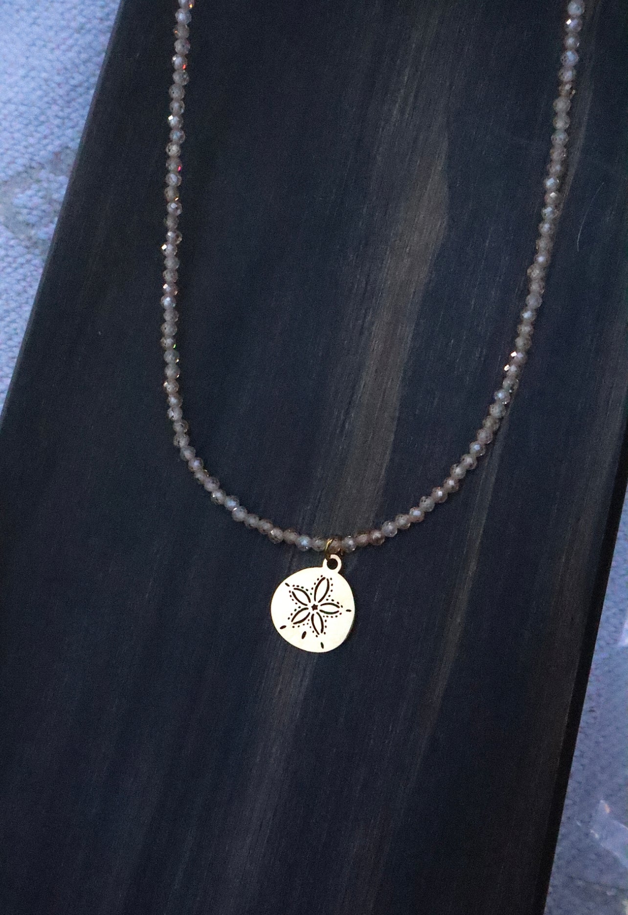 Sand Dollar Beige Crystal Necklace
