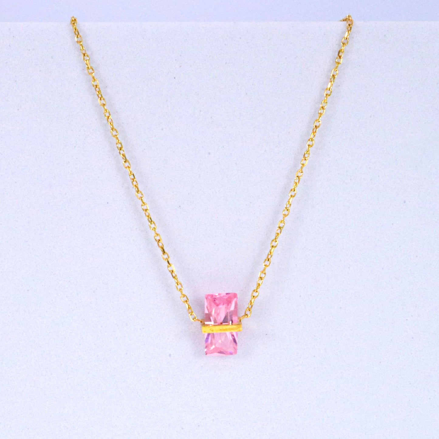 Baby Pink Crystal October Birthstone Necklace