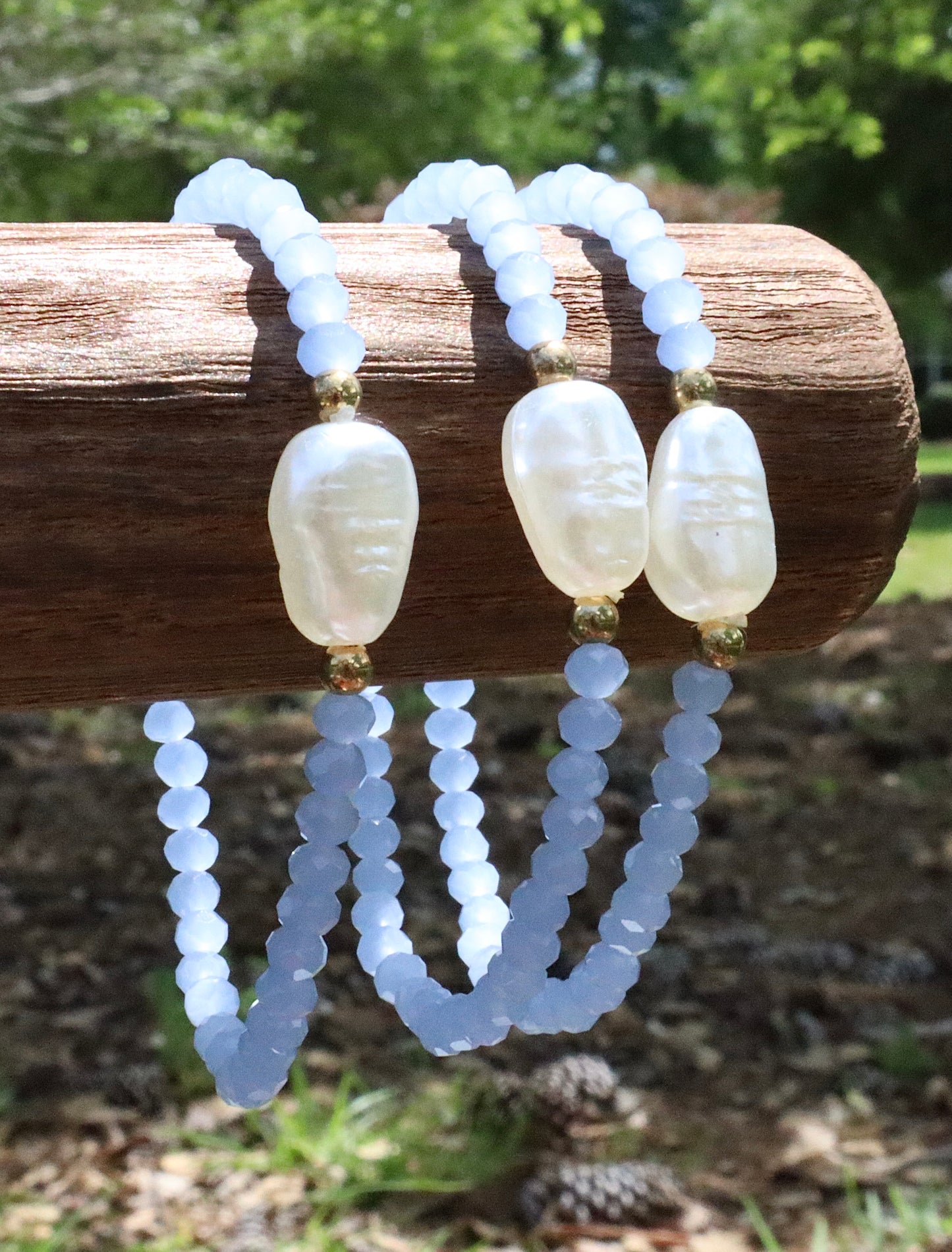 Periwinkle Crystal & Pearl Bracelet