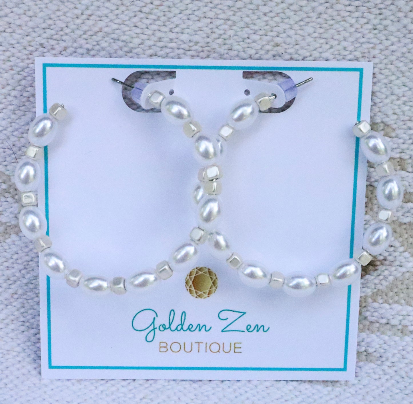 Silver Pearl Hoop Earrings