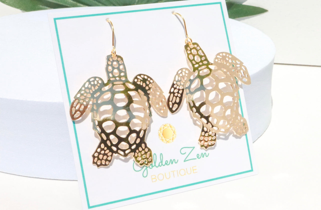 Gold Sea Turtle Earrings