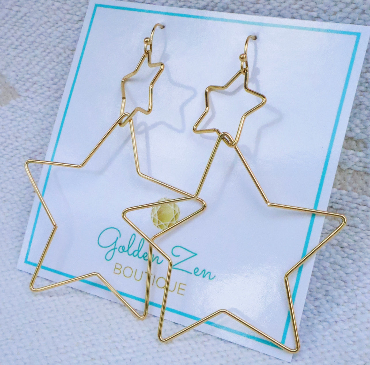 Gold Stainless Steel Star Statement Earrings