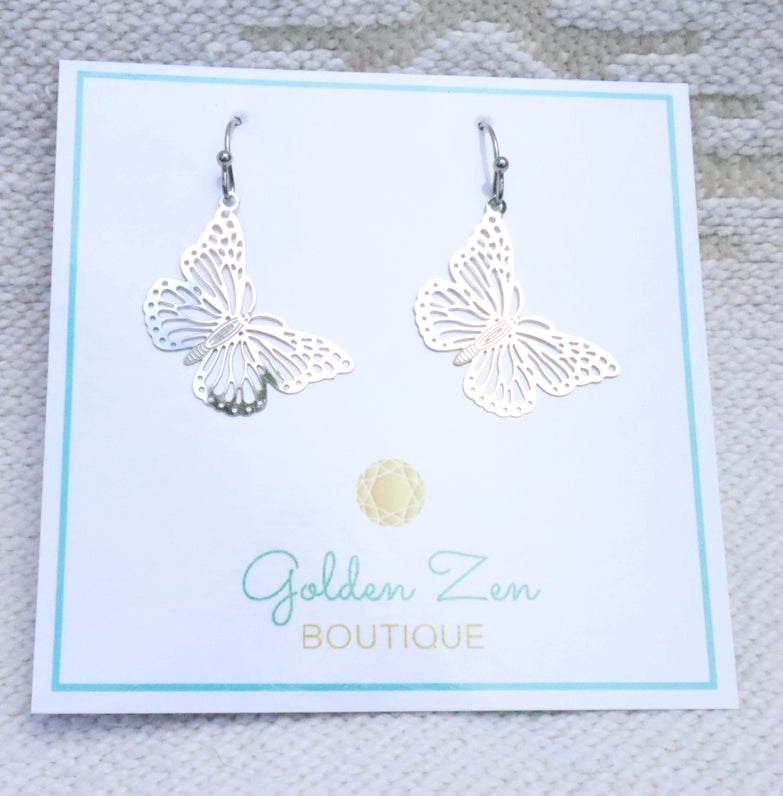Silver Butterfly Earrings