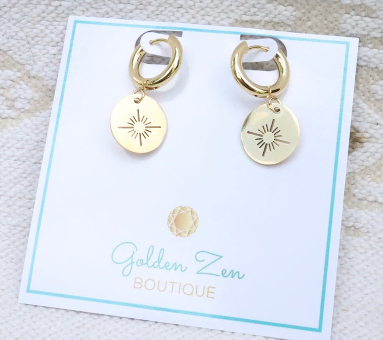 Gold Star Burst Hoops