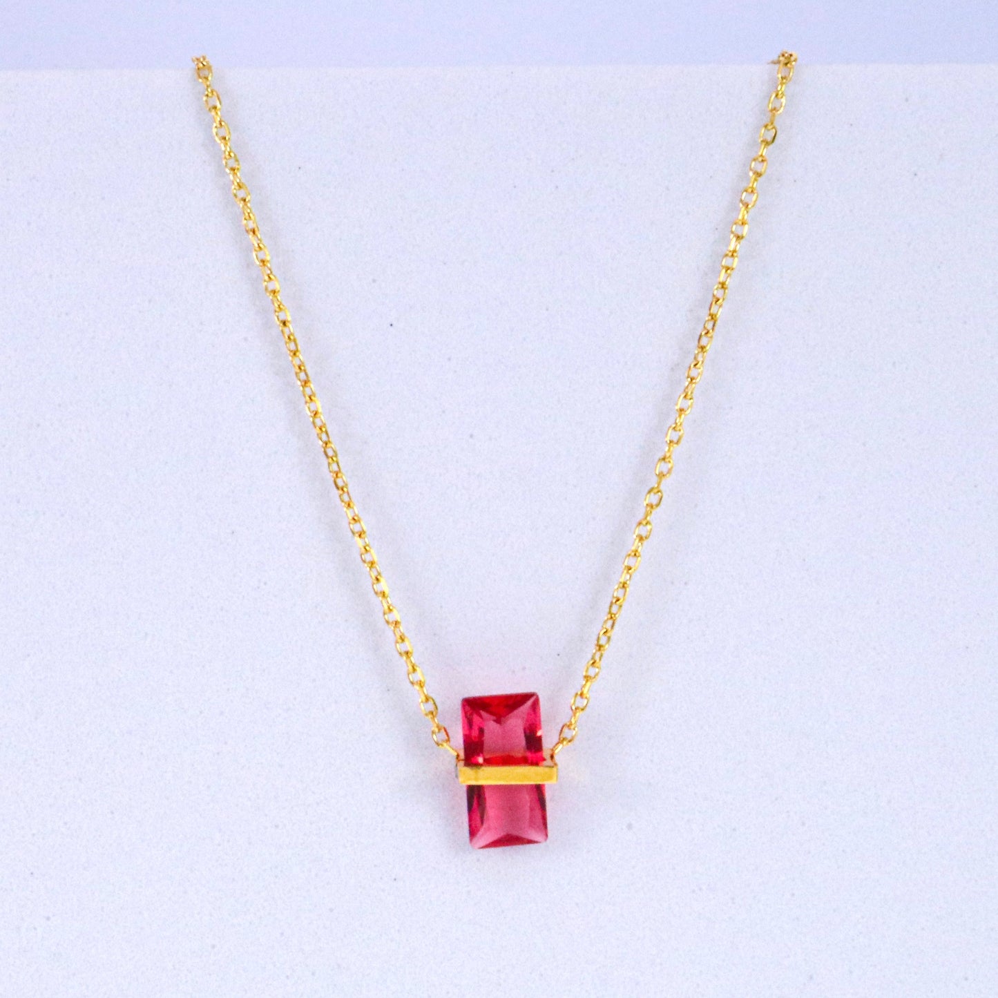 Hot Pink Crystal October Birthstone Necklace