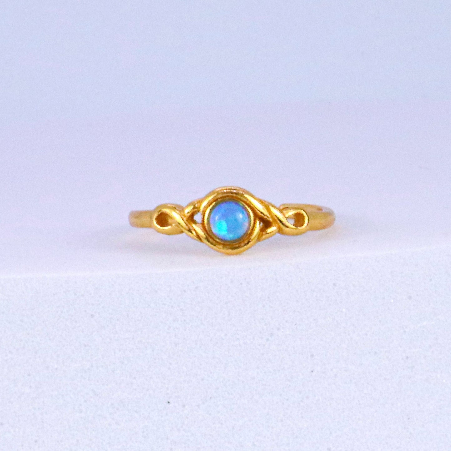 Blue Opal & 14k Gold over Sterling Silver Toe Ring