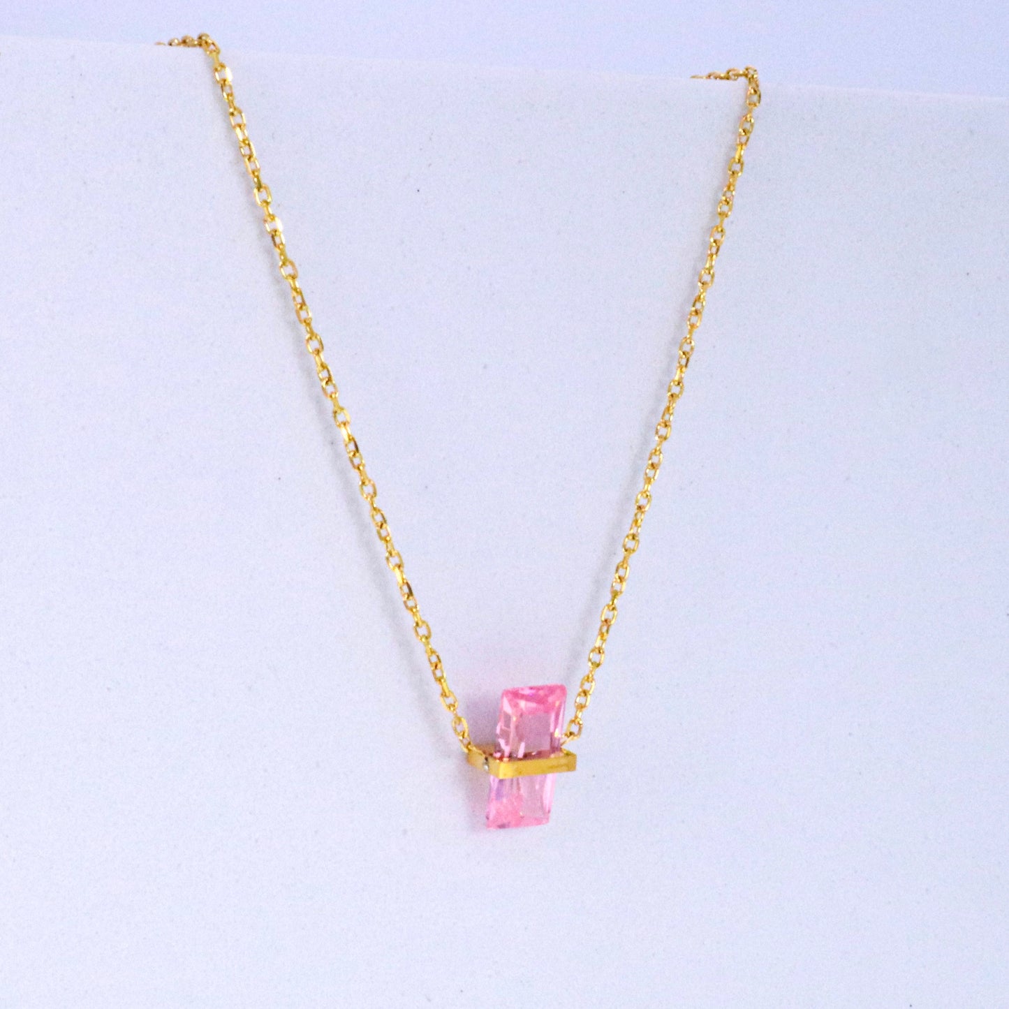 Baby Pink Crystal October Birthstone Necklace