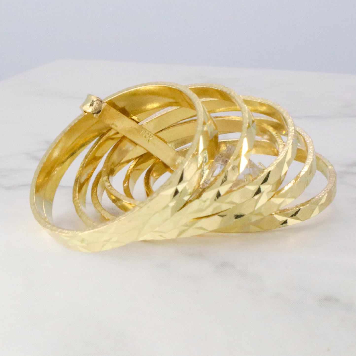 14k Gold Stack Ring with Heart Charm Ring Size 6