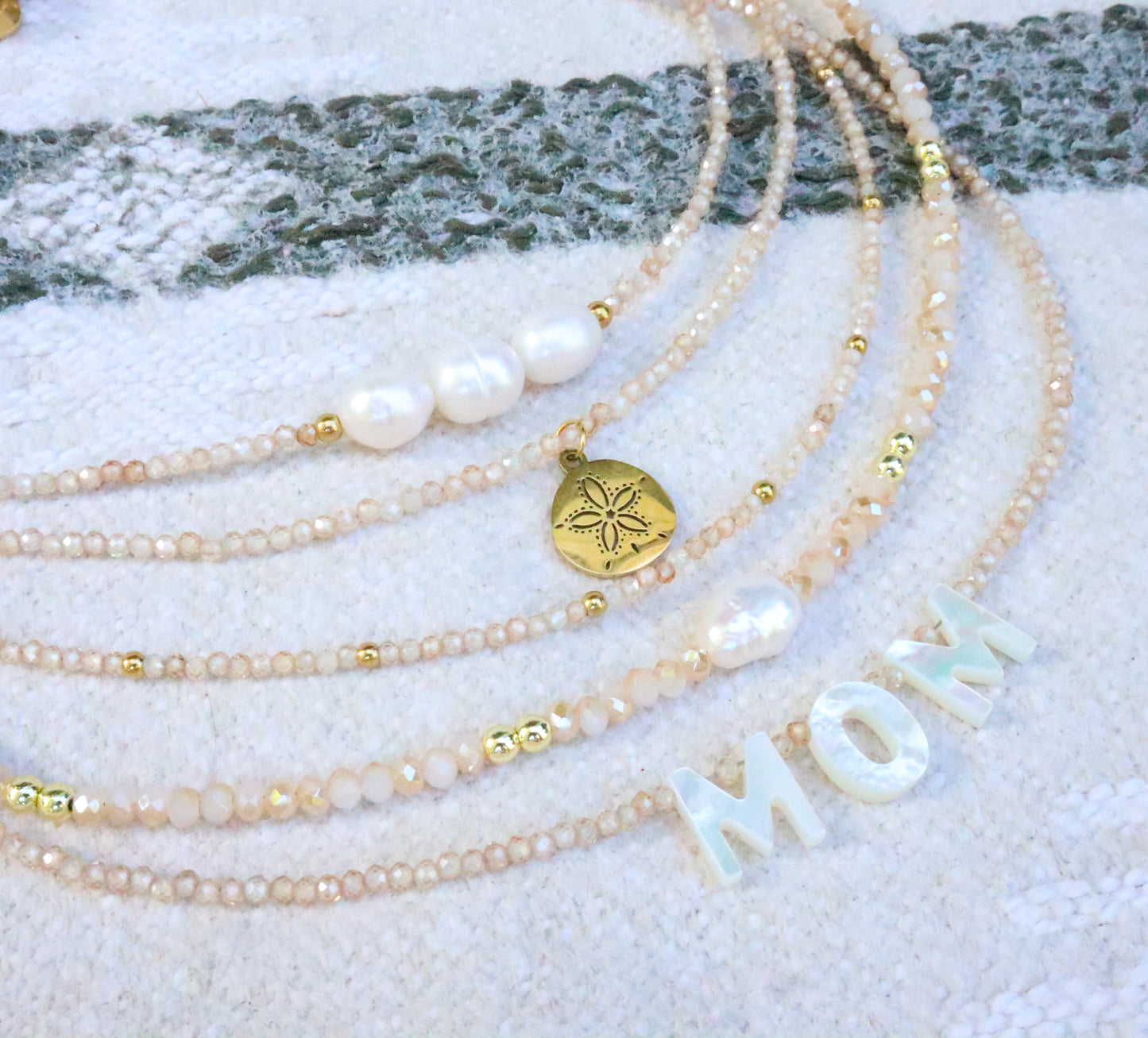 Sand Dollar Beige Crystal Necklace