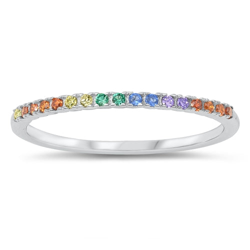 Dainty Sterling Silver Rainbow Sapphire Ring