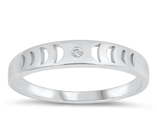 Moon Phase Sterling Silver Ring