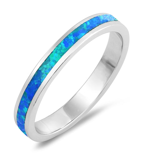 Blue Opal & Sterling Silver Infinity Band Ring