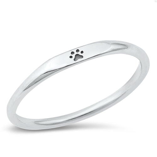 Sterling Silver Stamped Paw Print Ring