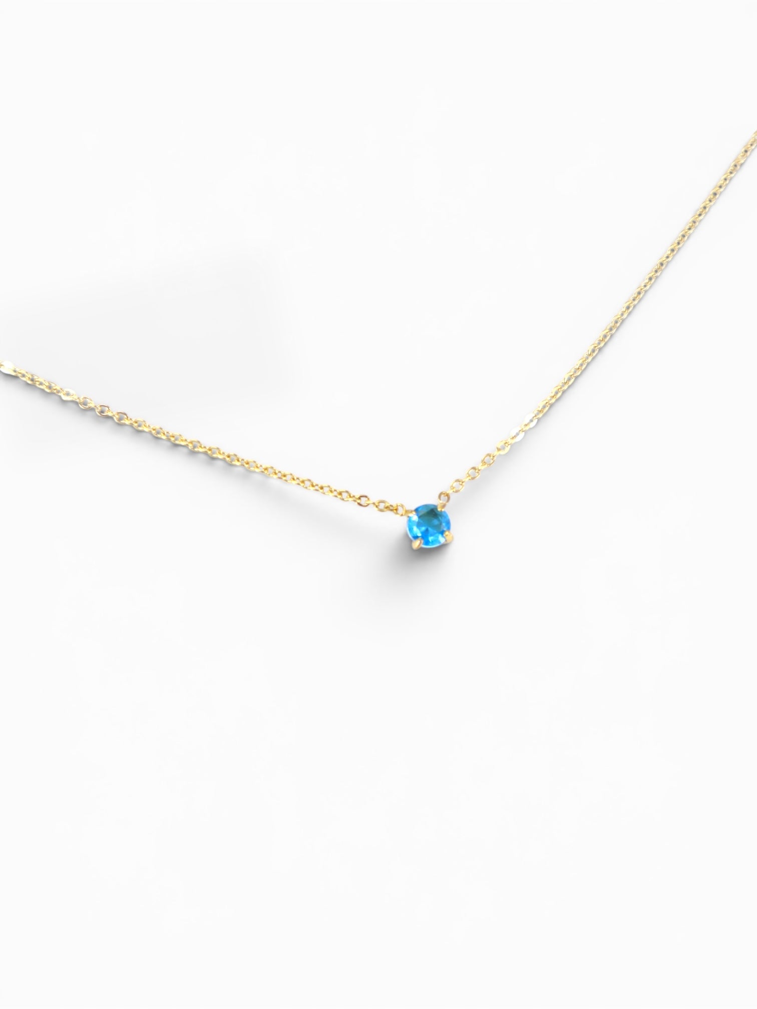 Dainty Blue Topaz December Birthstone Necklace