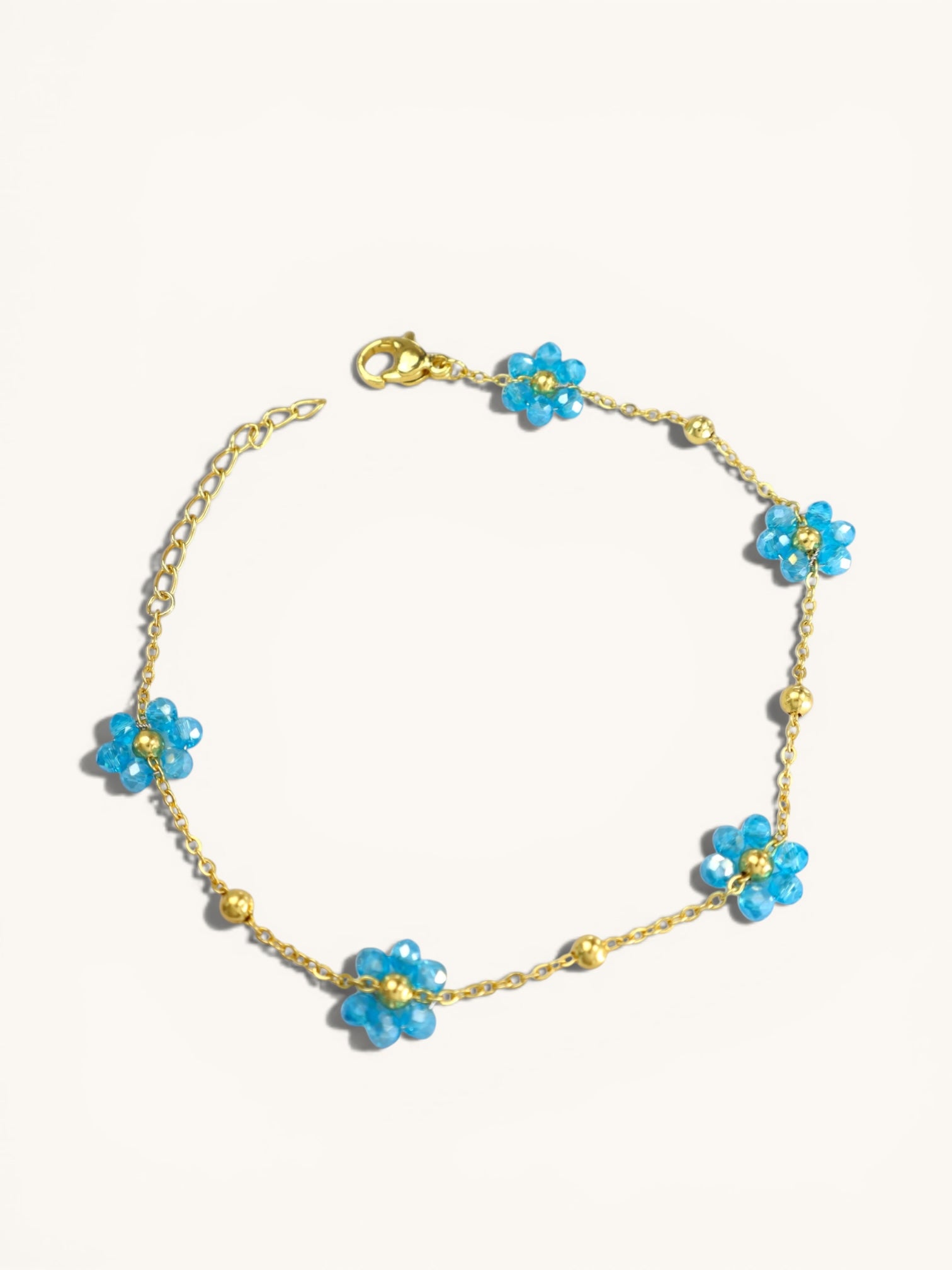 Waterproof Blue Crystal Daisy Bracelet