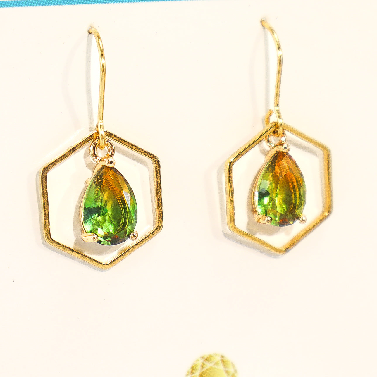 Dainty Green & Brown Crystal Earrings