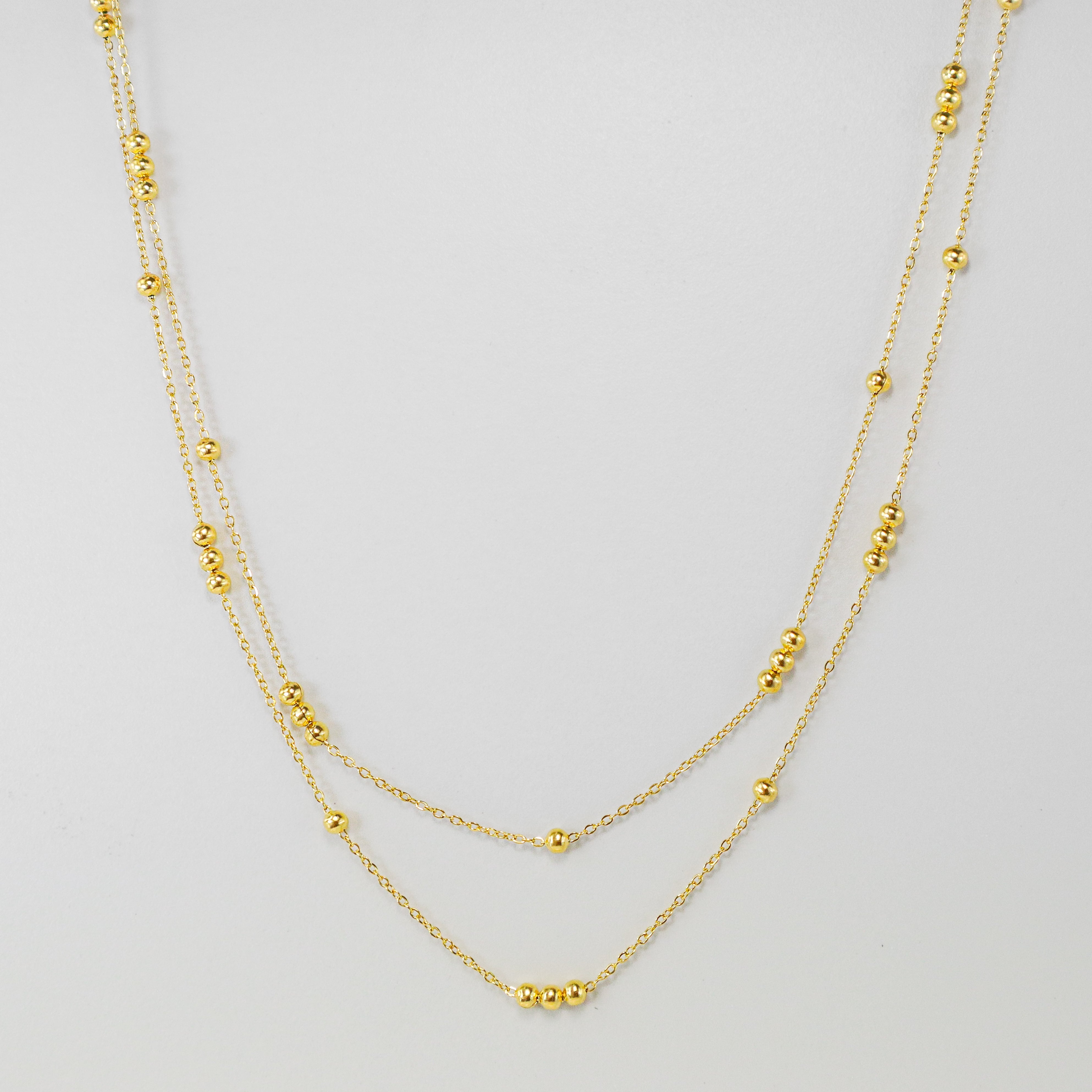 Layered Gold Ball Chain Necklace
