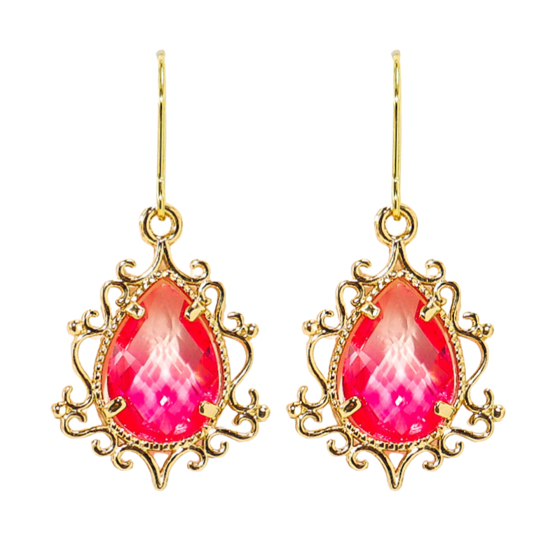 Enchanted Pink & Gold Crystal Earrings