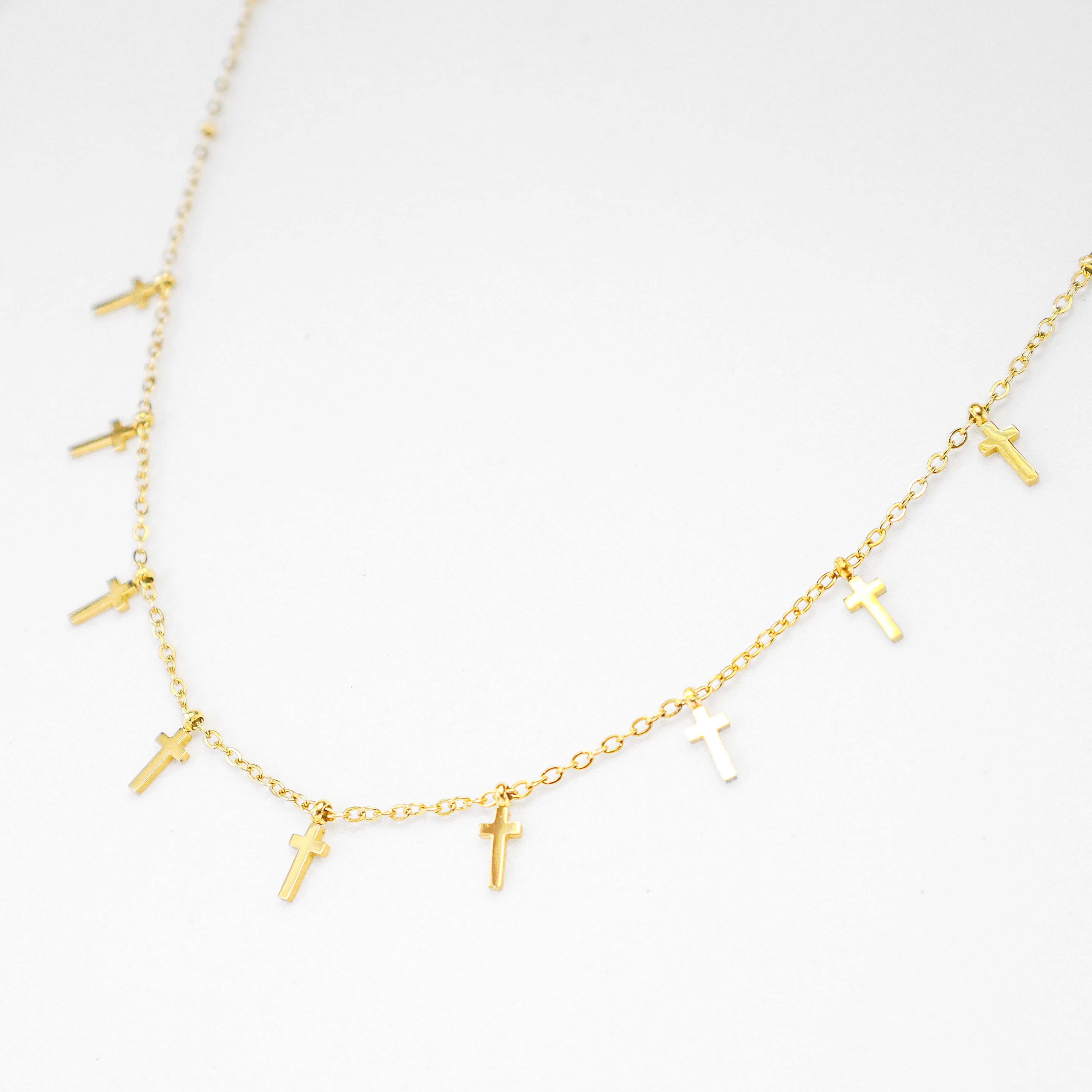 Dainty Gold Medallion Cross Necklace