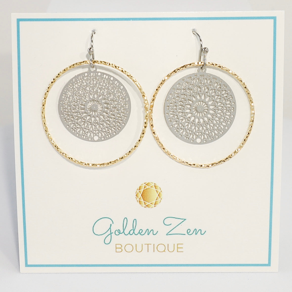 Two Tone Silver & Golden Lightweight Earrings