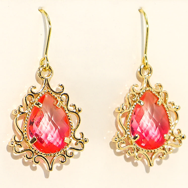 Enchanted Pink & Gold Crystal Earrings