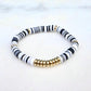 Black, White, Grey & Gold Clay Bracelet