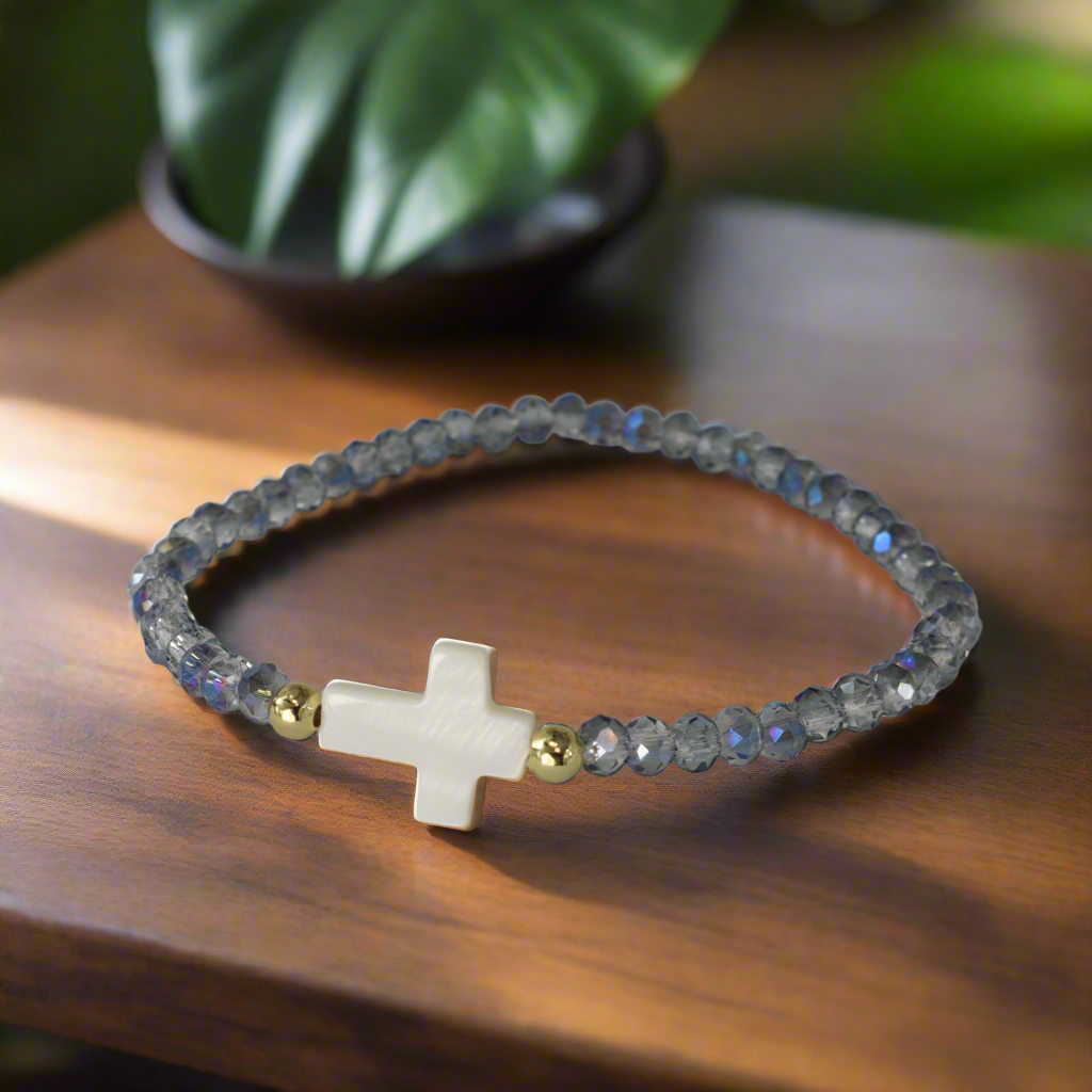 Iridescent Cross Bracelet