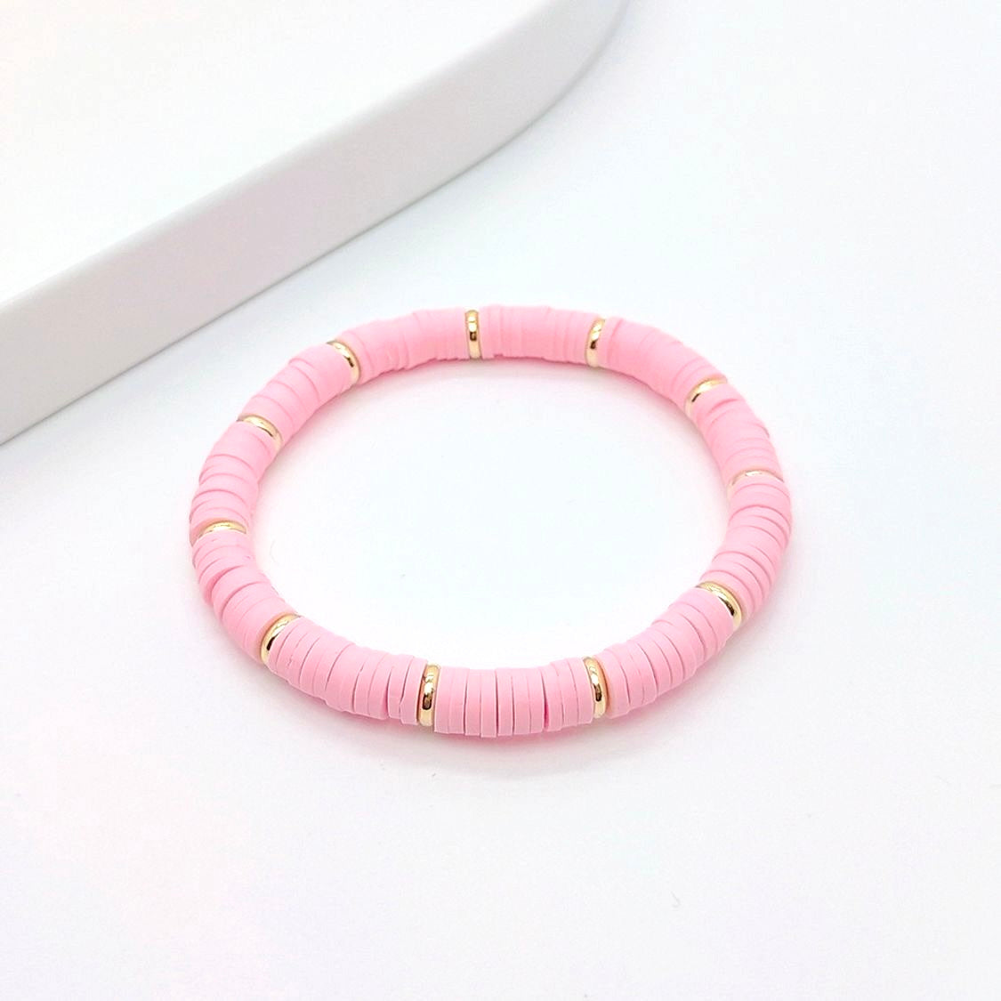 Light Pink & Gold Clay Bracelet