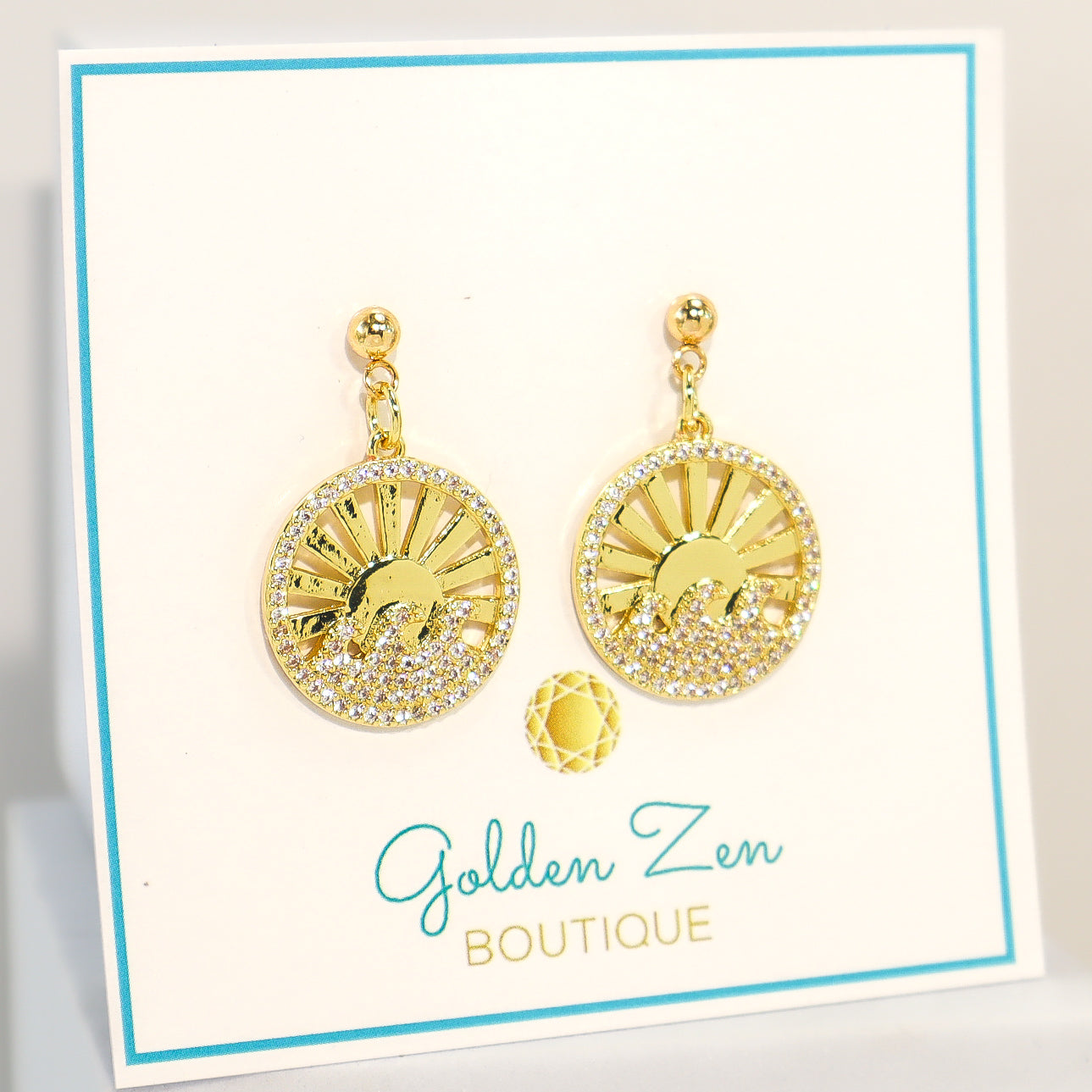 Golden Sunset Crystal & Gold Post Earrings