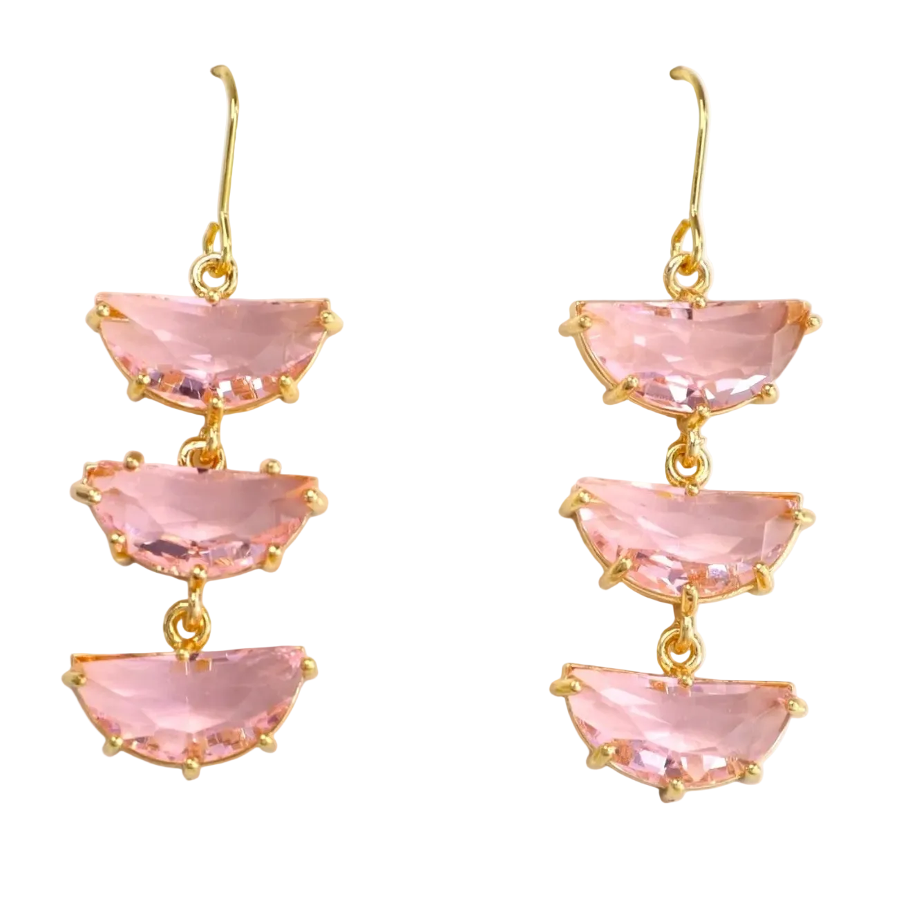 1.5” Pink Crystal Chandelier Earrings