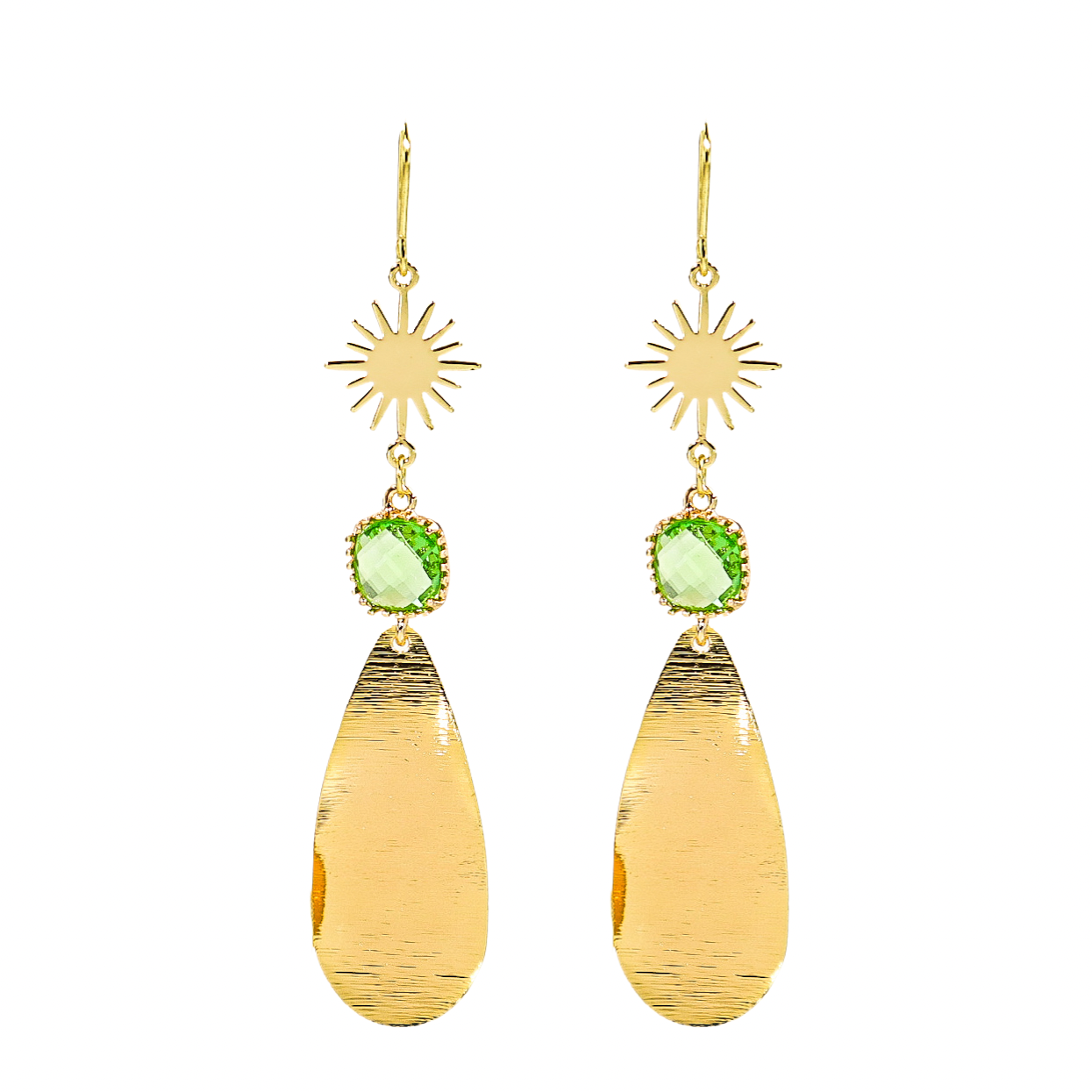 Golden Solstice Green Statement Earrings