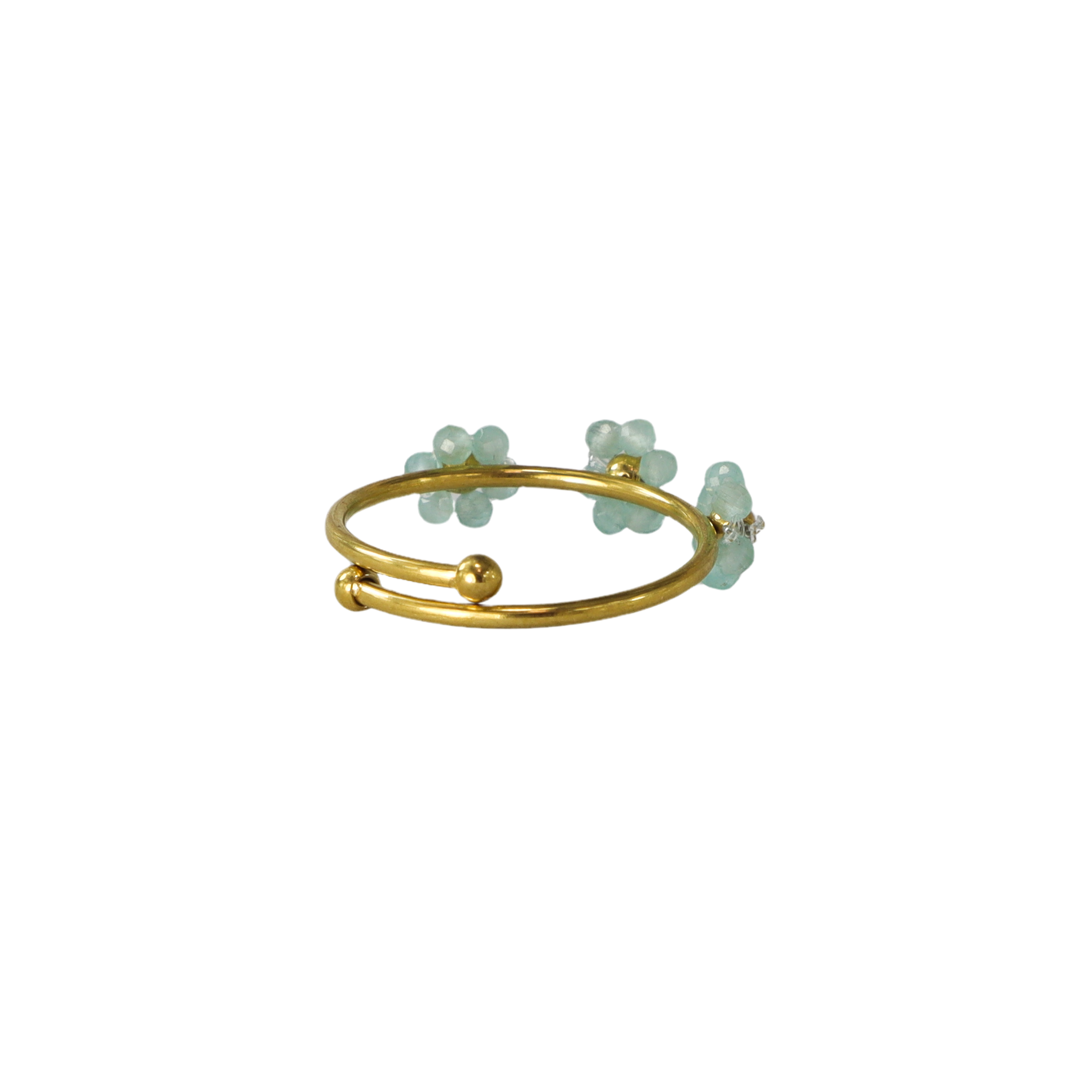 Baby Blue Crystal Blossom Adjustable Ring