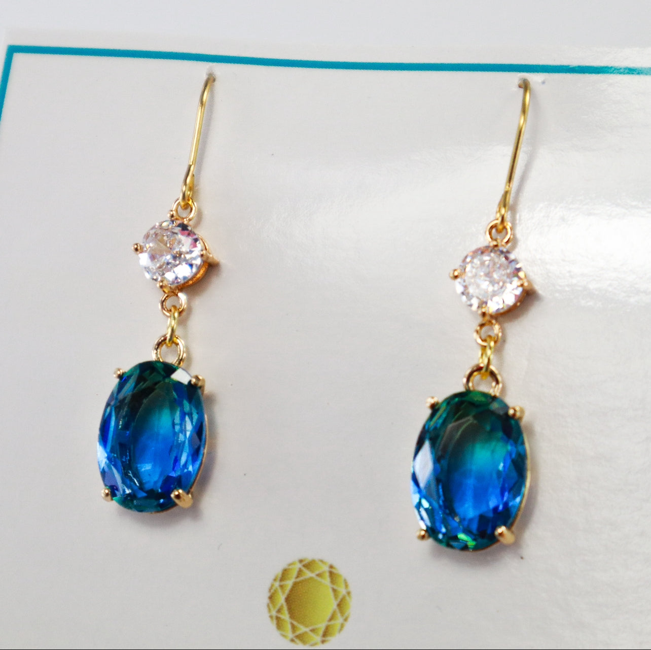 Delicate Ombre Sapphire & Diamond Crystal Dangle Earrings
