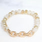 Tan & Gold Chain link Crystal Bracelet
