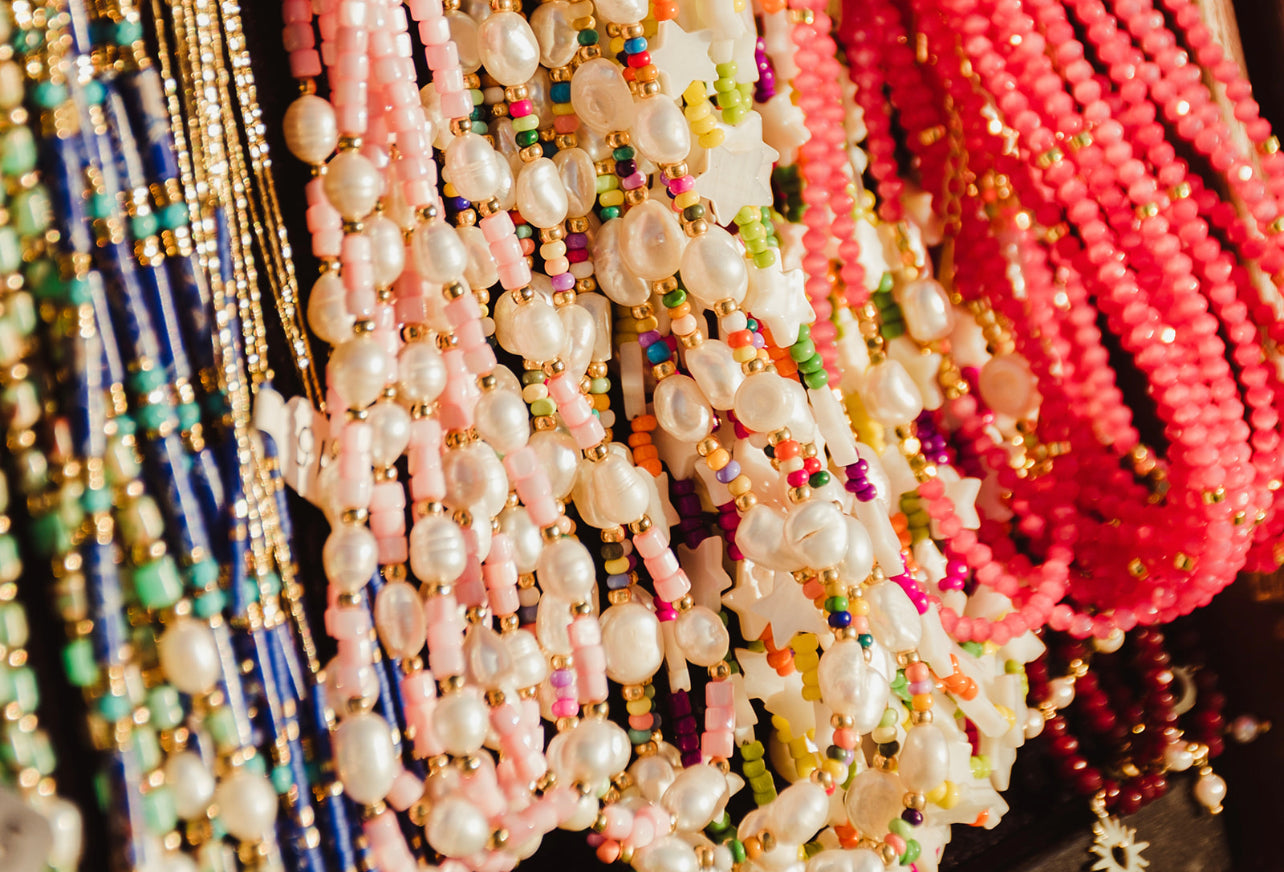 Pink Mother of Pearl & Fresh Water Pearl Beaded Necklace