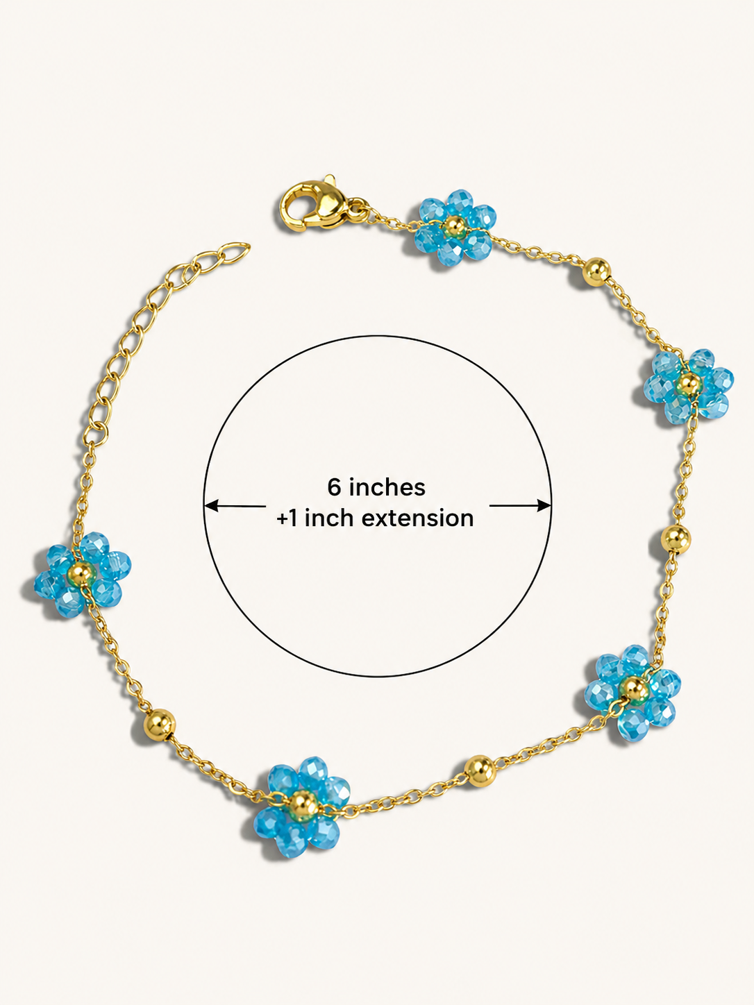 Waterproof Blue Crystal Daisy Bracelet