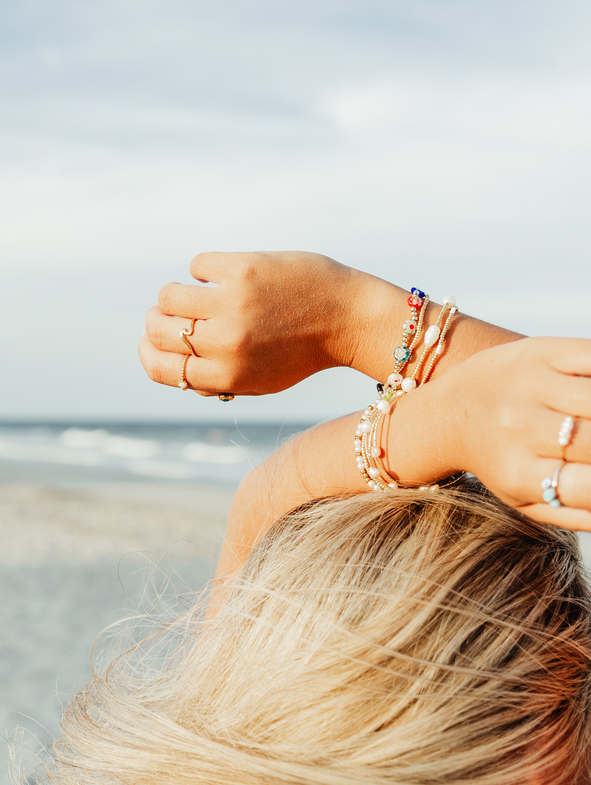 Gold & Multicolor Millefiori Beaded Bracelet