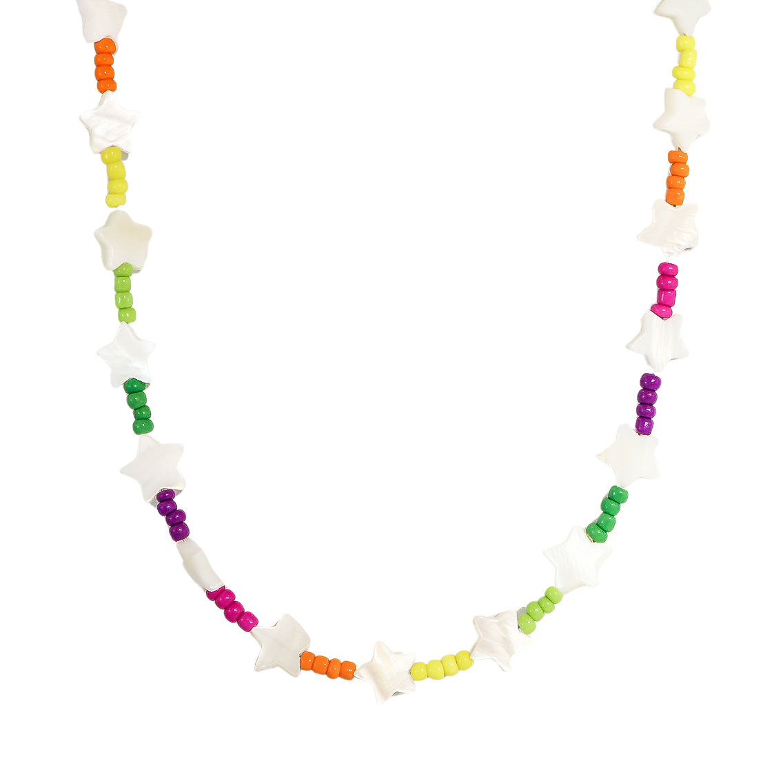 Rainbow Beaded Mother of Pearl Star Choker Necklace