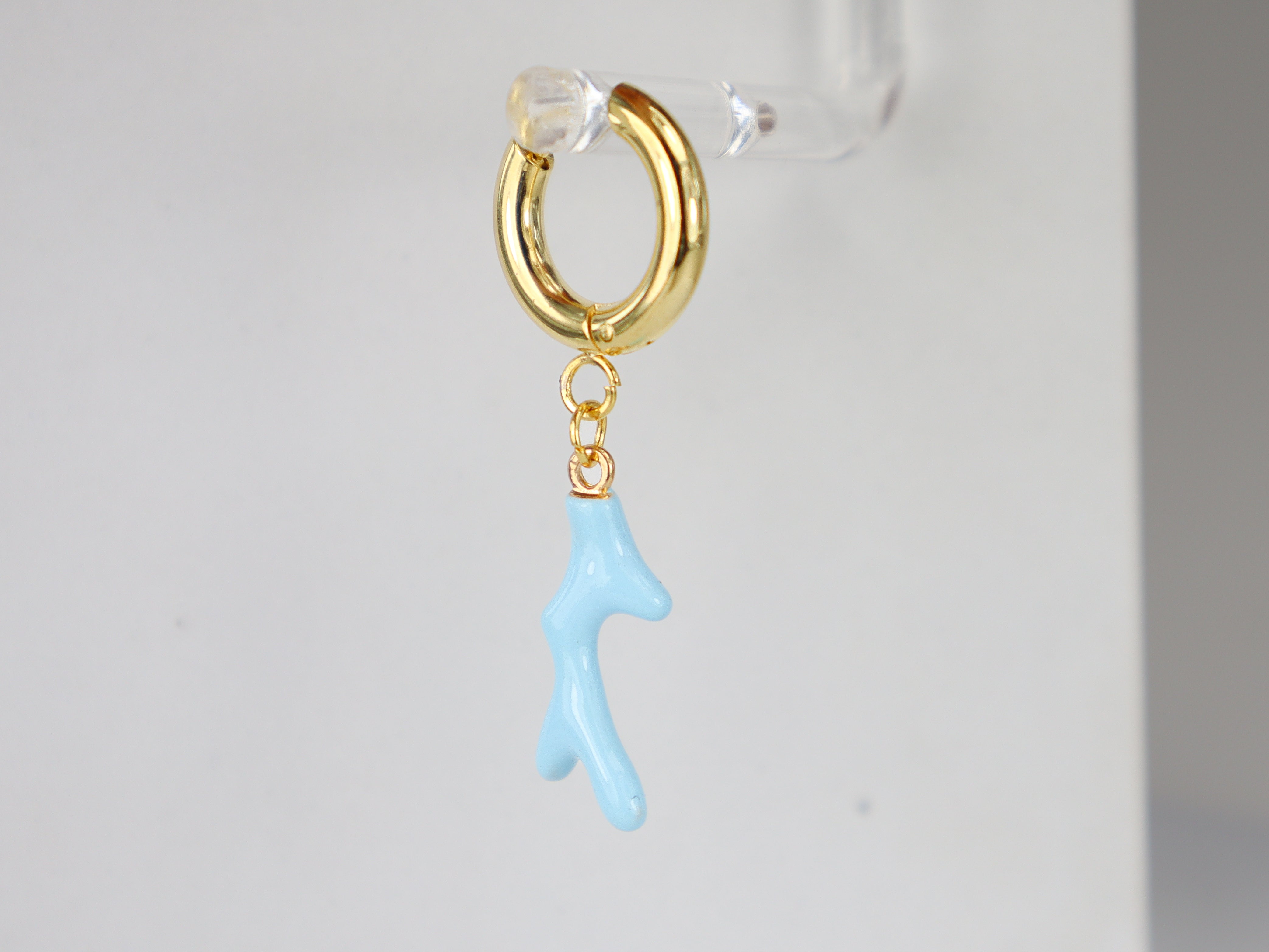 Blue Coral Mermaid Hoop Earrings