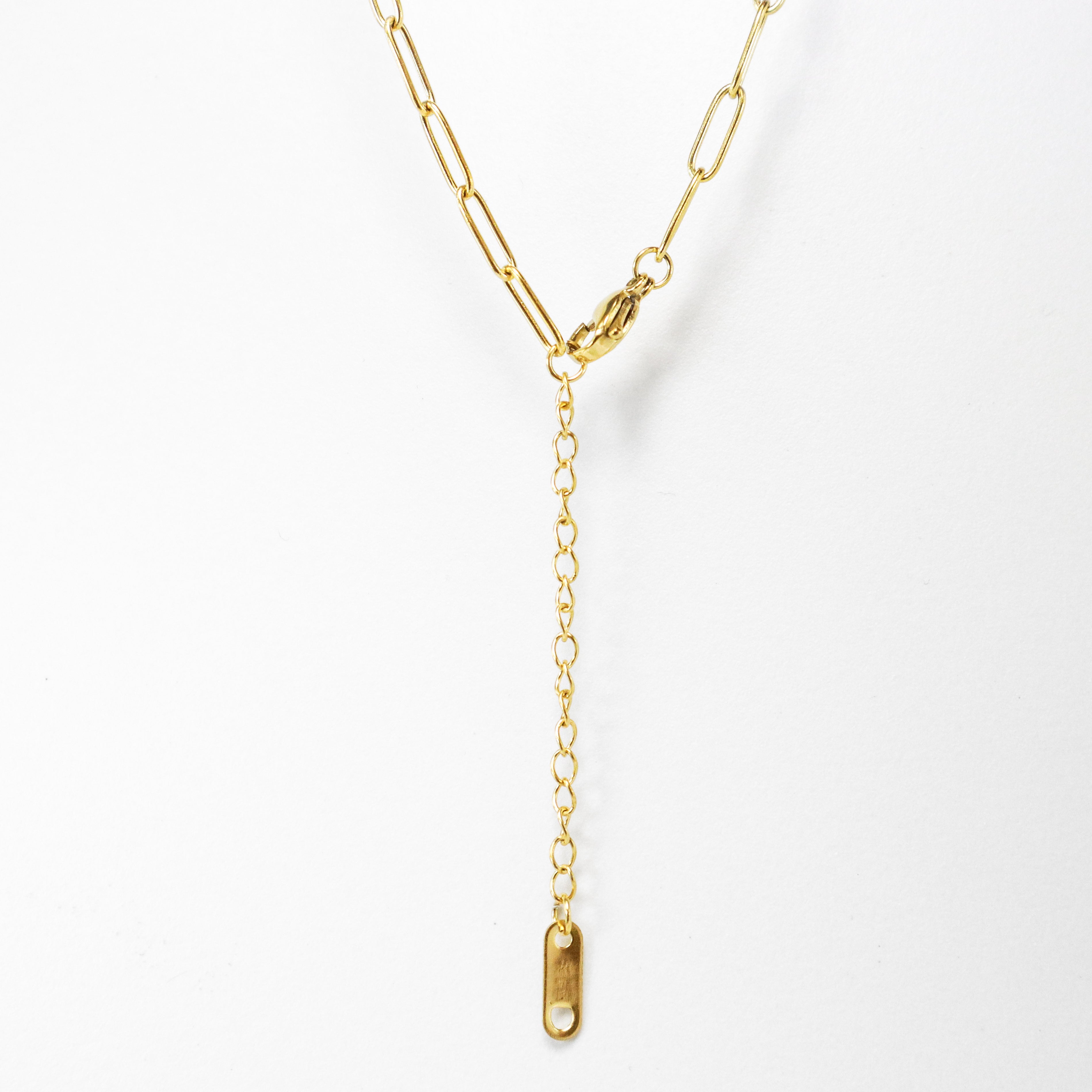 Emerald Cut Green Peridot & Gold Staple Chain Necklace