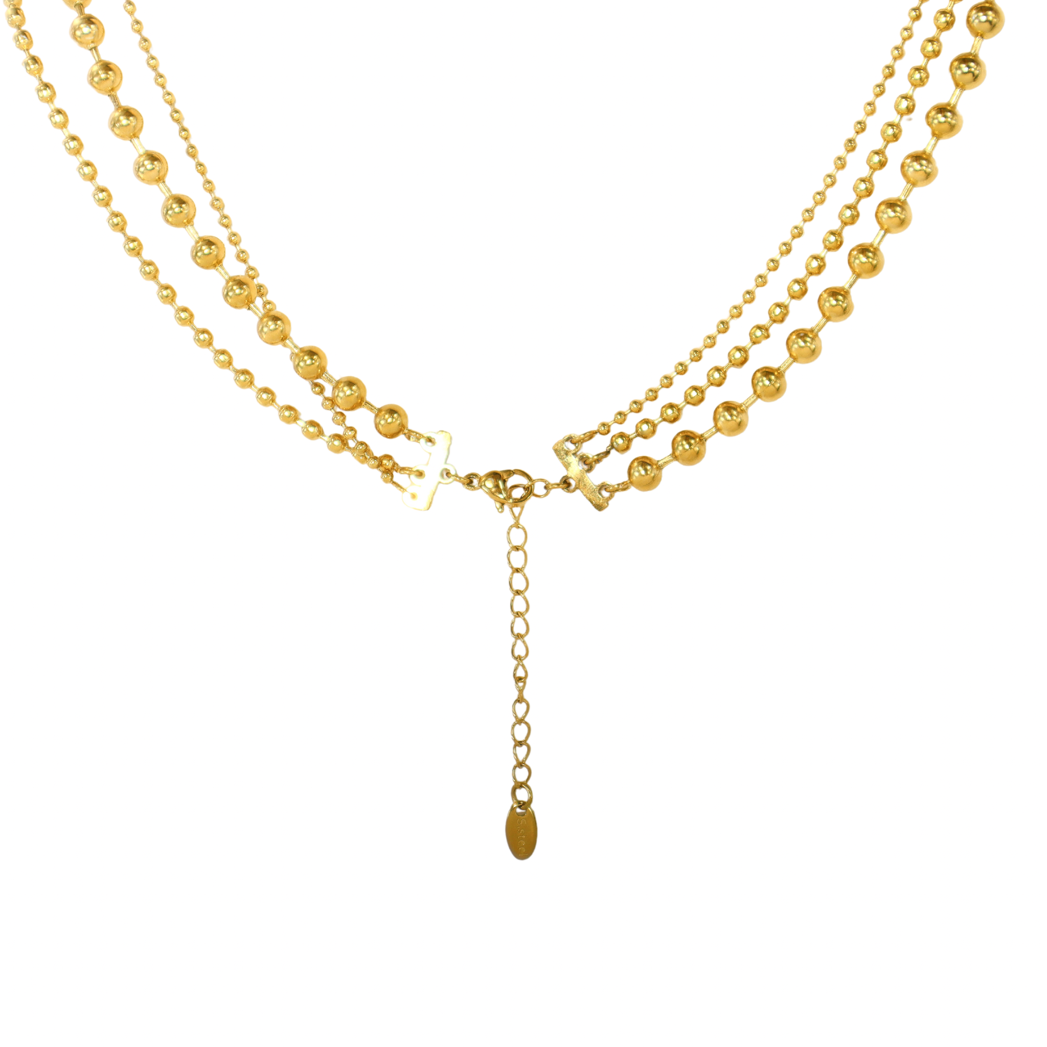 Tri-Layered Simplicity Beaded Gold Necklace