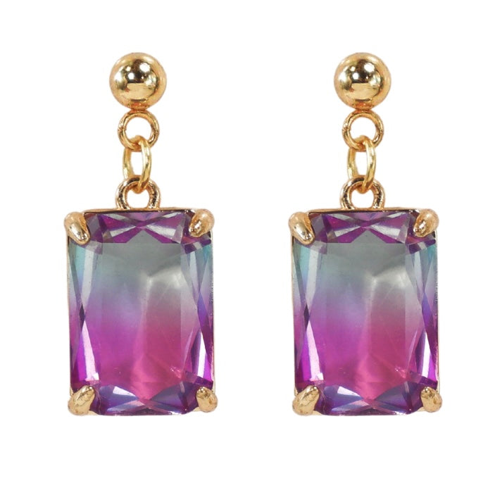 Bailey’s Purple & Blue Crystal Gold Stud Earrings