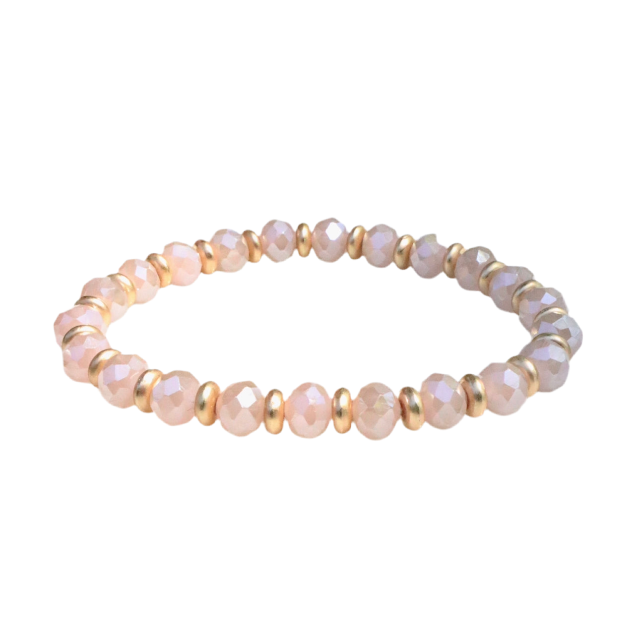Elegant Pink Glass Crystal Beaded Bracelet