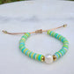 Green Clay & Pearl Adjustable Bracelet