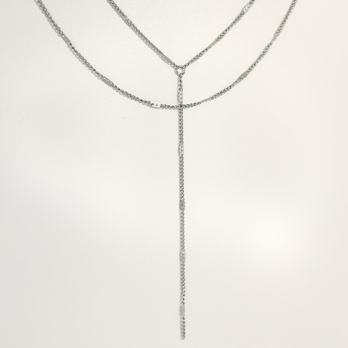 Silver Layered Lariat Necklace