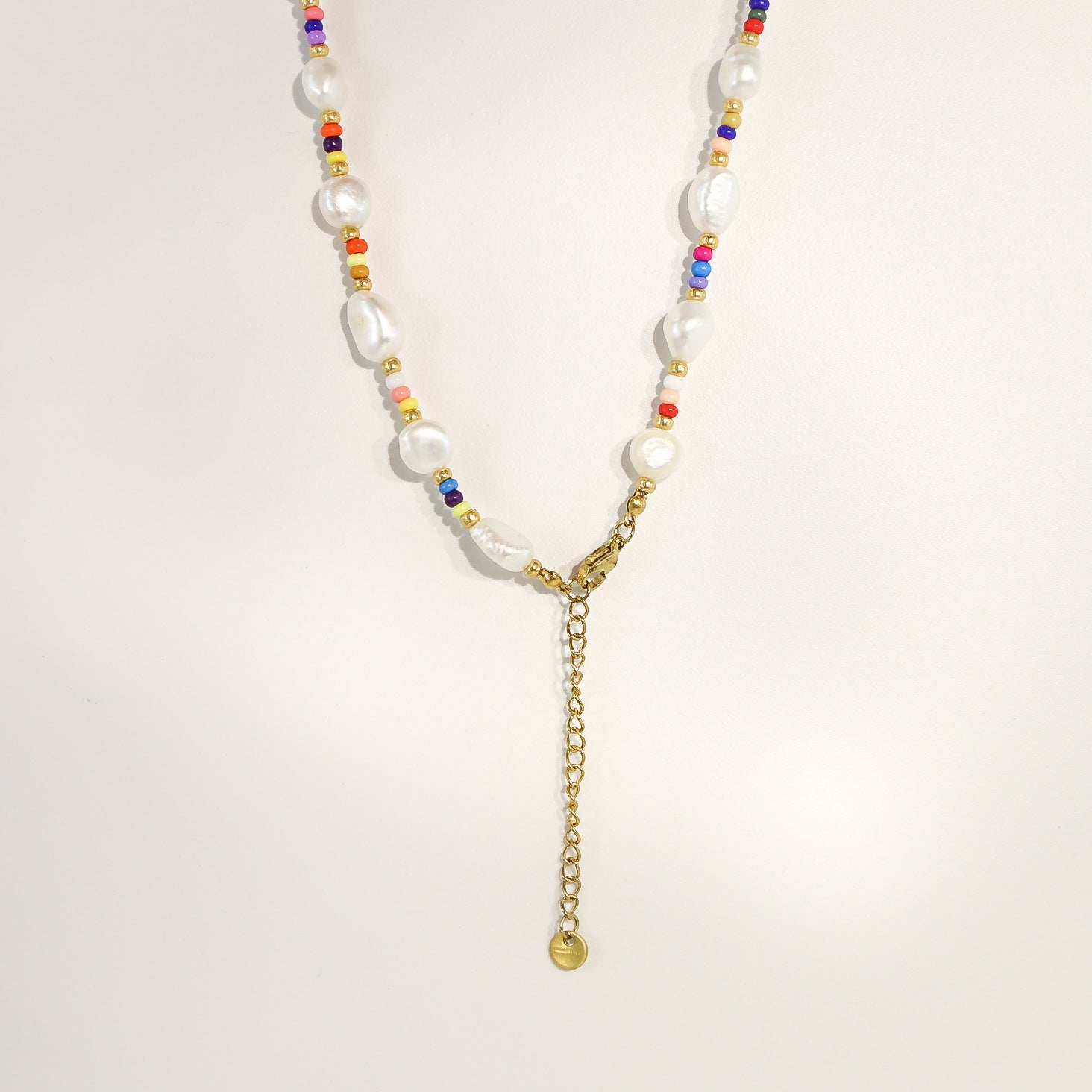 Rainbow Beaded Fresh Water Pearl Choker Necklace