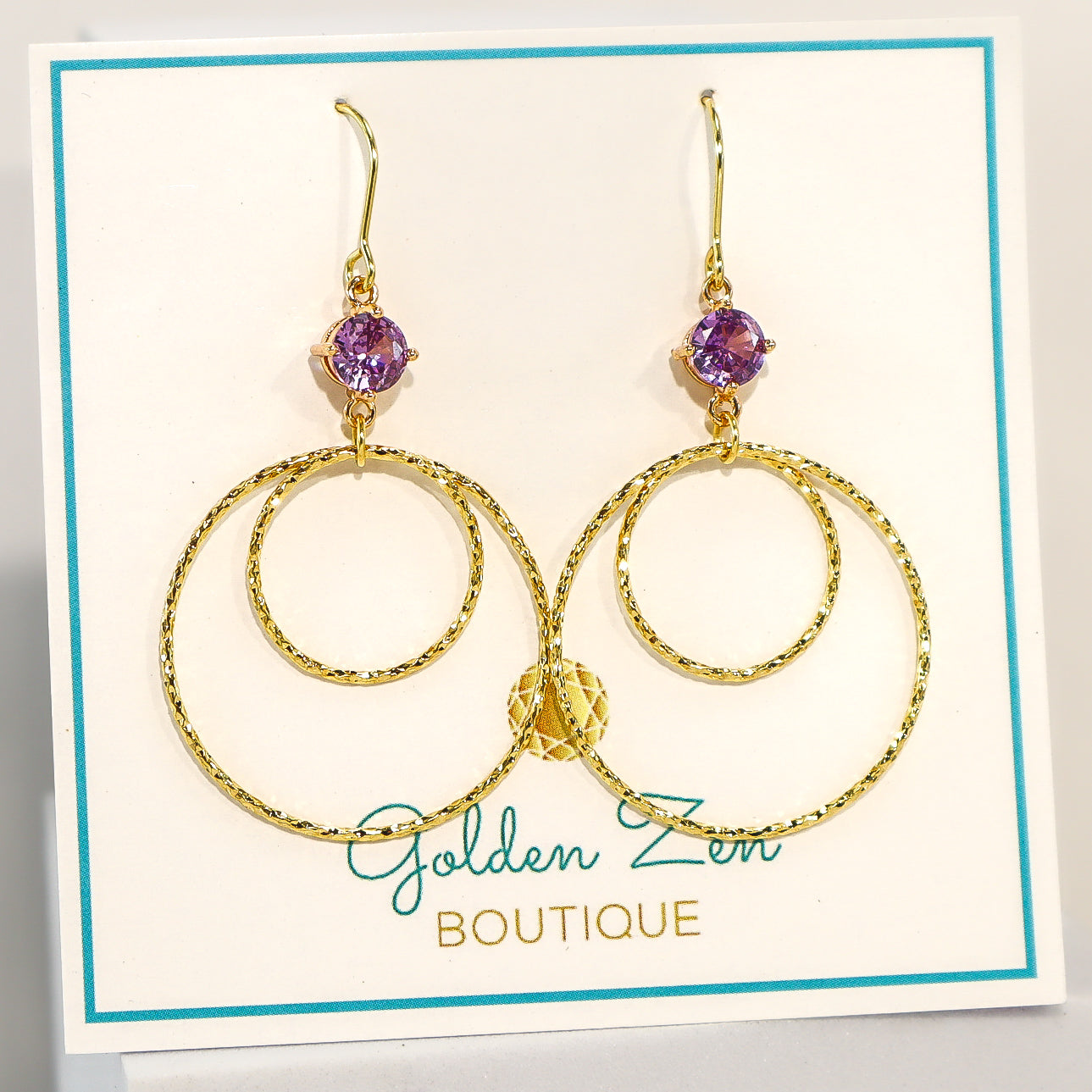 Amethyst & Gold Chic Dangle Earrings