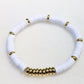 White & Gold Beaded Clay Bracelet