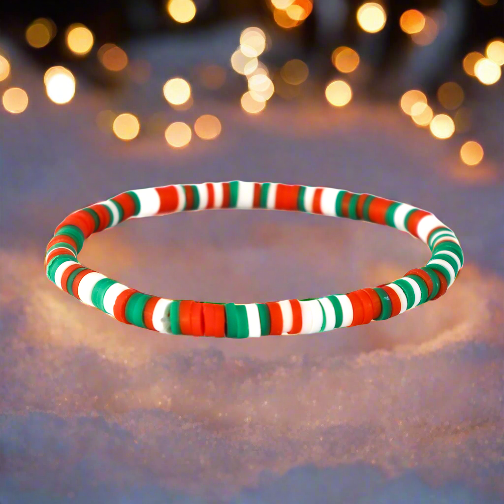 Holiday Clay Bead Christmas Bracelet