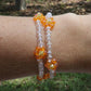 Orange& Clear Crystal Daisy Bracelet